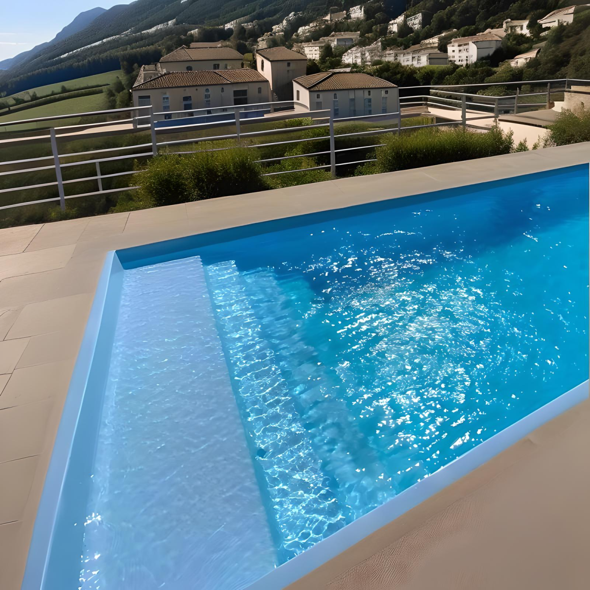 POMBONNE : piscine coque polyester avec volet immergé, un grand bassin pensé pour le confort et la fluidité de nage.