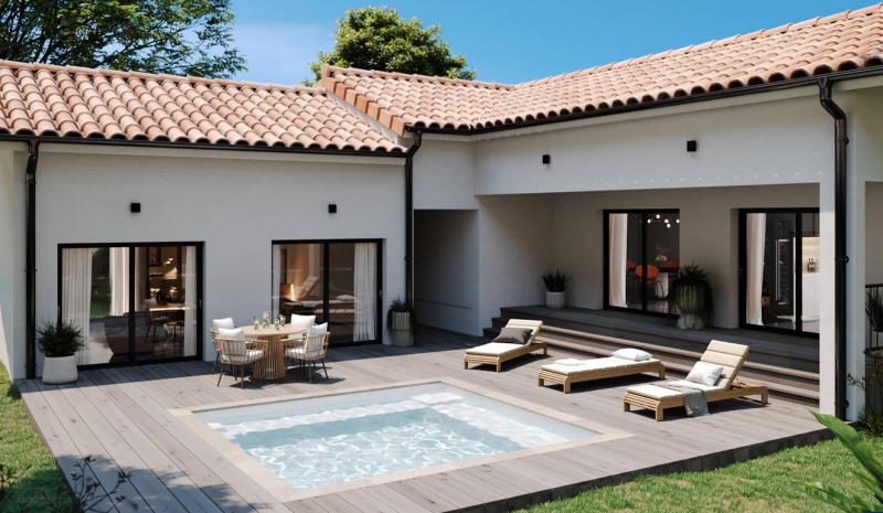 Piscine coque polyester modèle IKONIC – Design contemporain et convivialité par Aboral